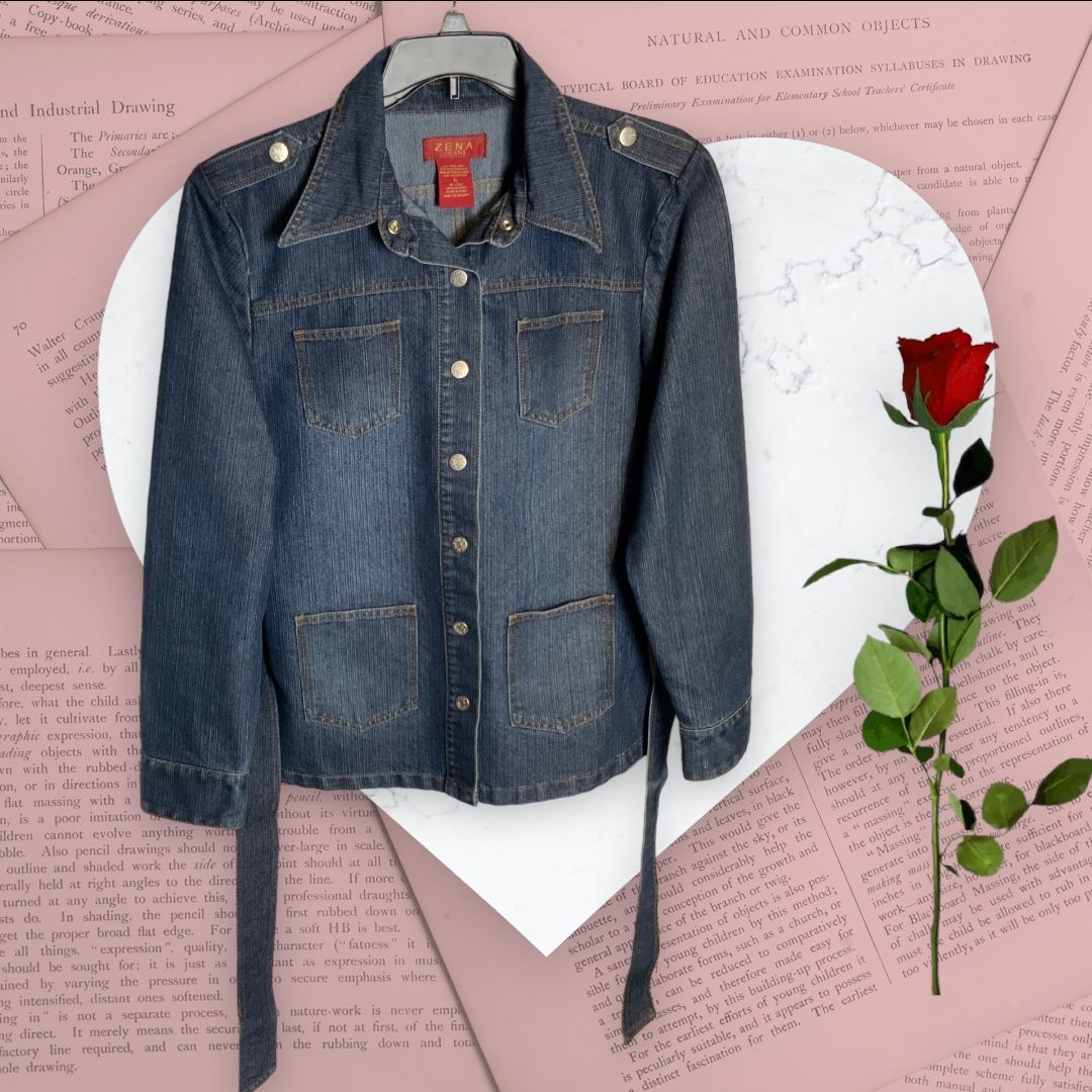 Zena Jeans Denim TieJean Jacket Wm XL