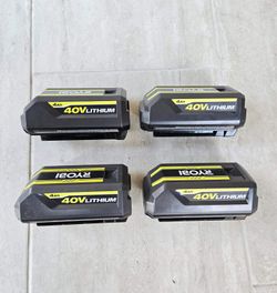RYOBI 40V Battery 4.0. (EACH $55)