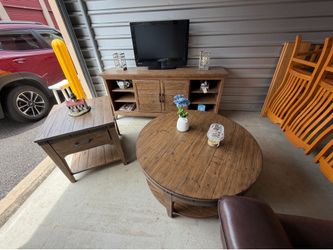 Kincaid 3 piece set TV Console sliding doors, Sofa Table on Wheels, and End Table