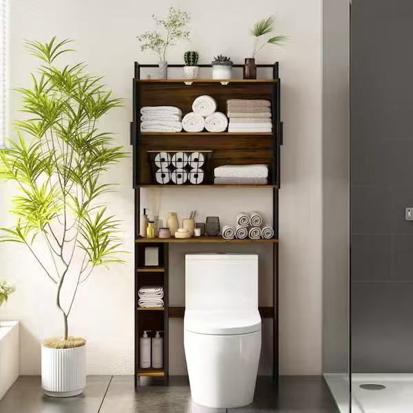 Over The Toilet Storage Cabinet with Shelves & Metal Mesh Doors $90