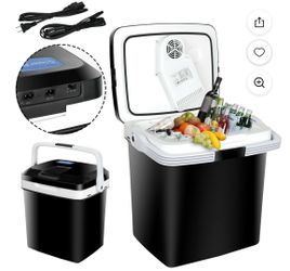 26L Ice Car Cooler Mini Thermoelectric Cooler 28Qt Camping Refrigerator, Black