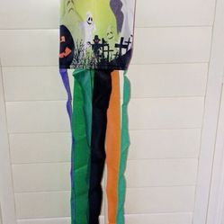 Halloween Windsock Trick Or Treat, Ghosts, Jack O Lanterns Pumpkins, Cemetery