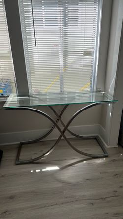 Glass Top Console Table with Chrome Base