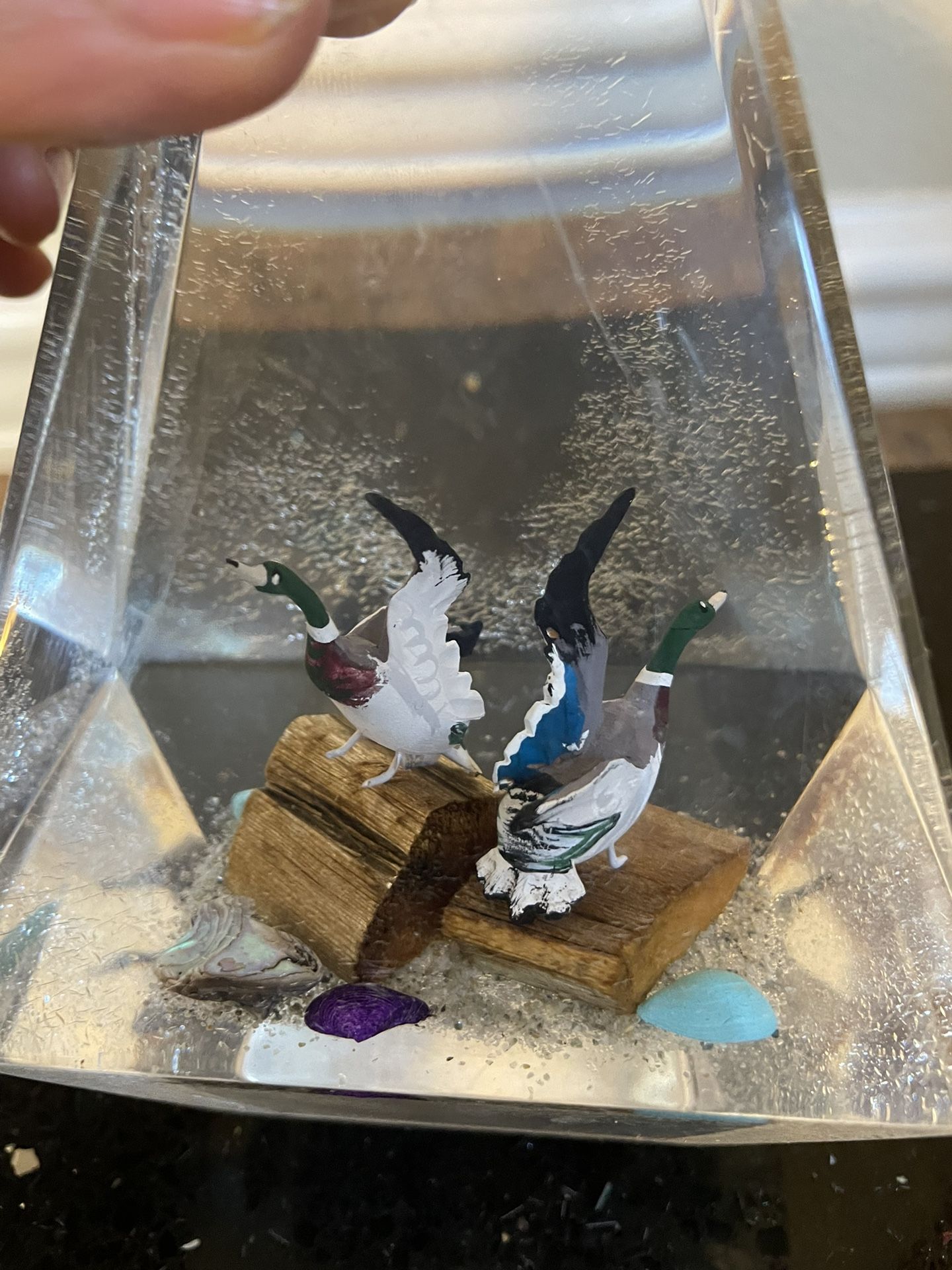 Vintage Geometric Shape Canadian Goose Lucite Paperweight 