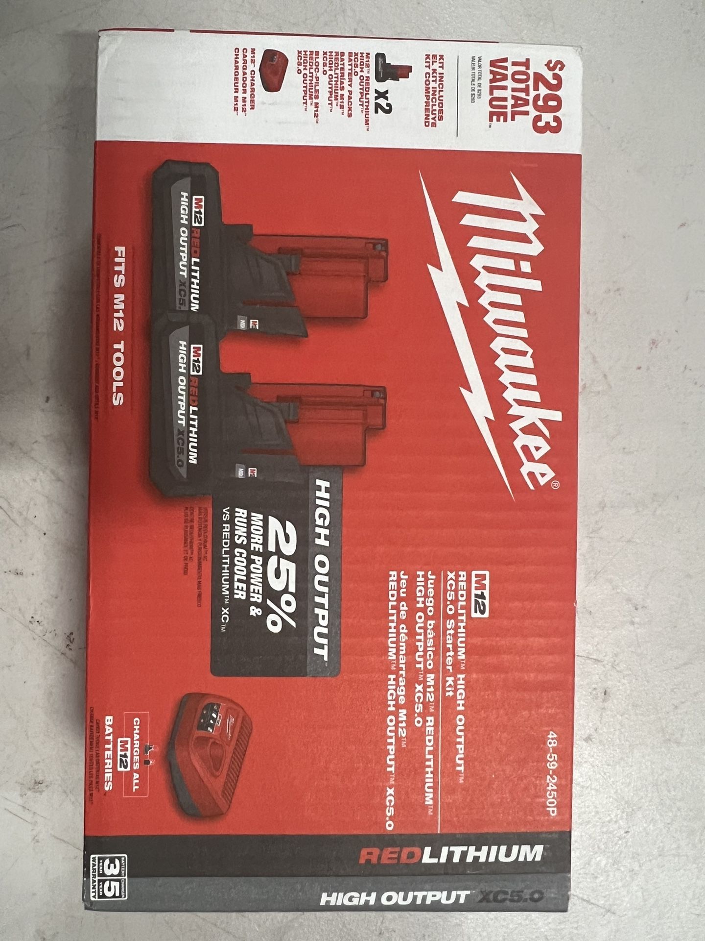 M12 12V Lithium-Ion XC High Output 5.0 Ah Battery Pack (2-Pack) Starter Kit with Charger