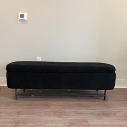 Black Boucle Storage Ottoman