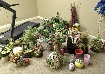 Assortment of Nice Fake Flowers/Pots