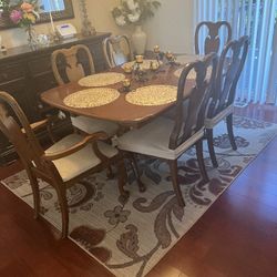 Dining Table Set 8 Chairs With Leaf Extension 