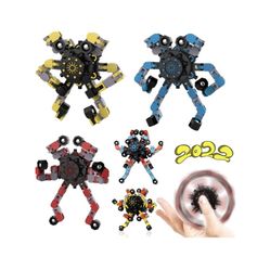 3PCS Transformable Chain Robot Fingertip Gyro Toy Fidget Toy DIY Deformation Robot Deformed Mechanical Spiral Twister Fingertip Decompression Fingerti