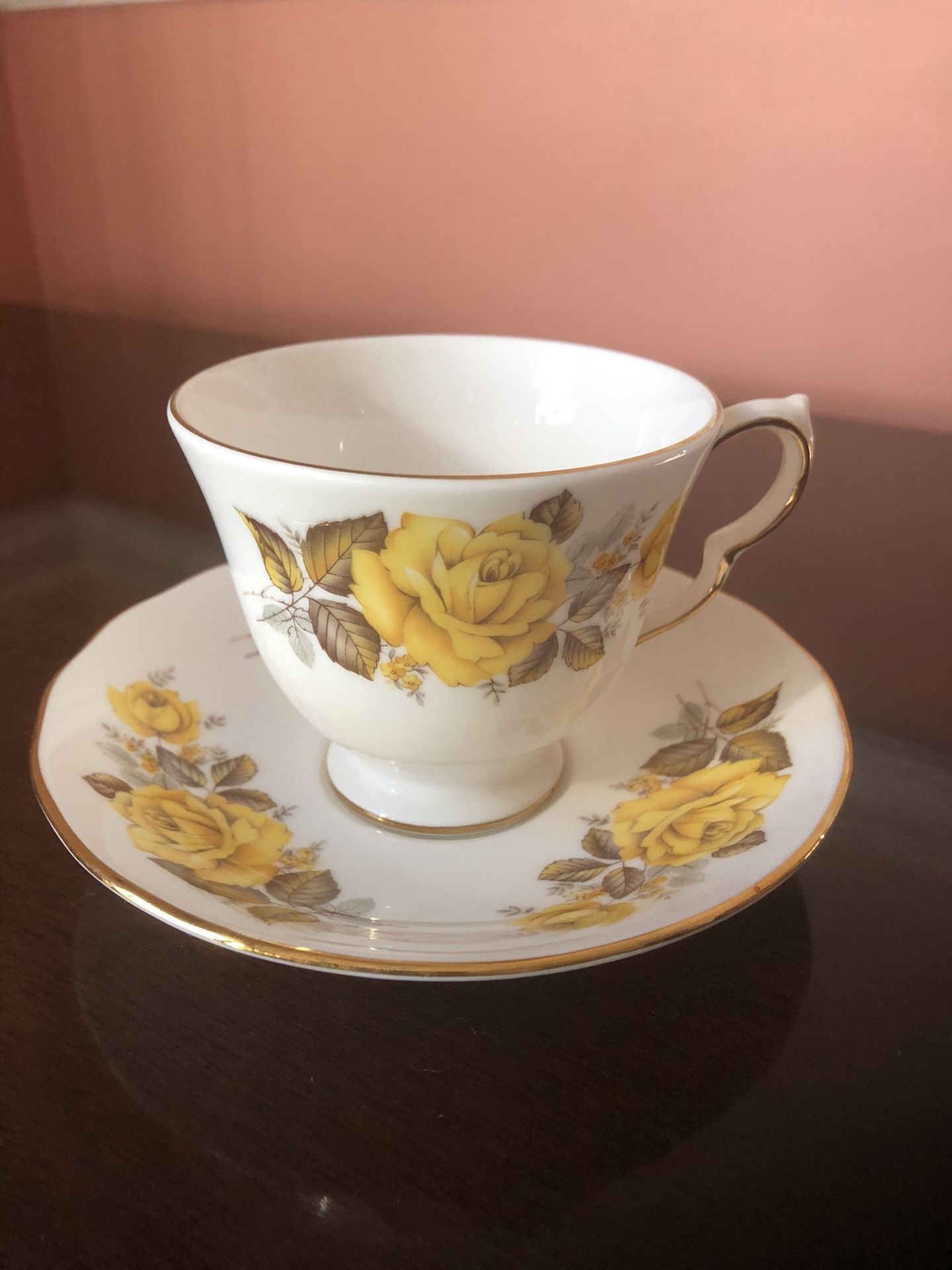 Vintage Queen Anne Yellow Roses Cup and Saucer