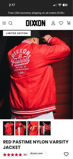 Dixxon Flannel Red Pastime Nylon Varsity Jacket