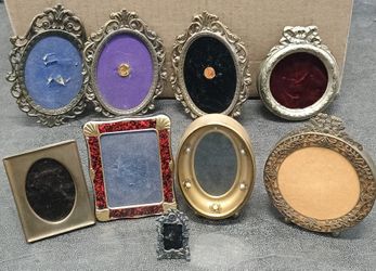9 fabulous vintage miniature picture frames selling entire collection. See our other great art antiques jewelry fishing lures vintage lunch box collec