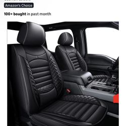 Seat Covers for Ford F150 2009-2025 2026 - F250/F350/F-2025 2026: 5 Seat Full Set Faux Leather Truck Seat Covers Car Cushion (Black)