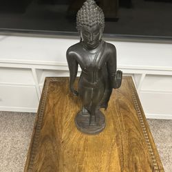 Beautiful Antique 19th Century Bronze Sukhothai Walking Buddha 16 Inch
