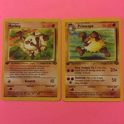 primeape pokemon card Pokémon Card Primeape #57 TV Animation Blue Logo 1st Print ENG L015220 –  AGS Collectibles main image 0
