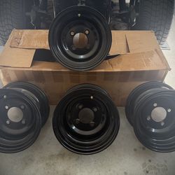 Golf Cart 10 × 7 Glossy Black Steel Wheels