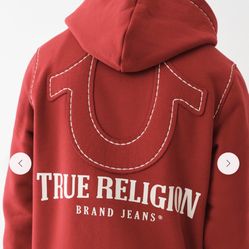 True Religion Men’s Zip Up Hoodie | Red | Sz Medium