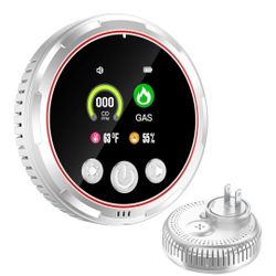 4 in 1 Carbon Monoxide Detectors Plug in, Natural Gas Detector & Carbon Monoxide Detector & Battery Backup, HD Digital Display Monitors CO, Gas, Temp,
