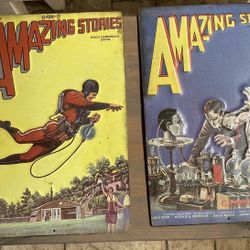 2 Amazing Stories Comic Cover Metal Tin Sign 8"x12"