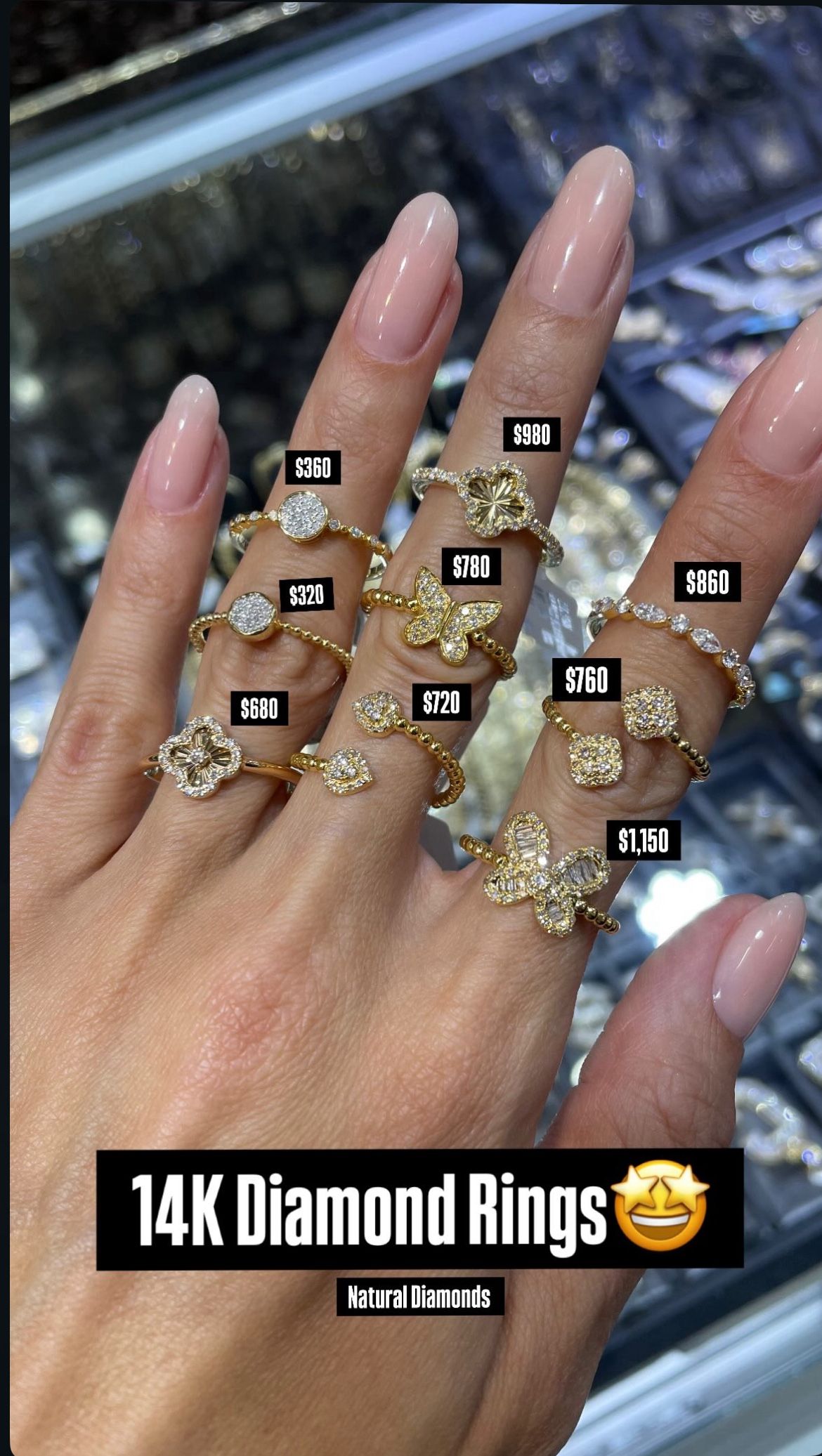 14K Natural Diamonds Ring