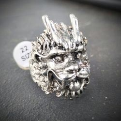 Dragon Head Solid Silver Ring 