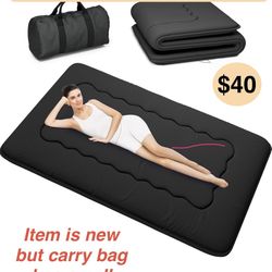 3” Queen Japanese Futon Mattress, Foldable Tatami Mat Portable Dormitory Sleeping Pad with Bag & Strap, Floor Thicken Sleeping Roll up Camping Mattres