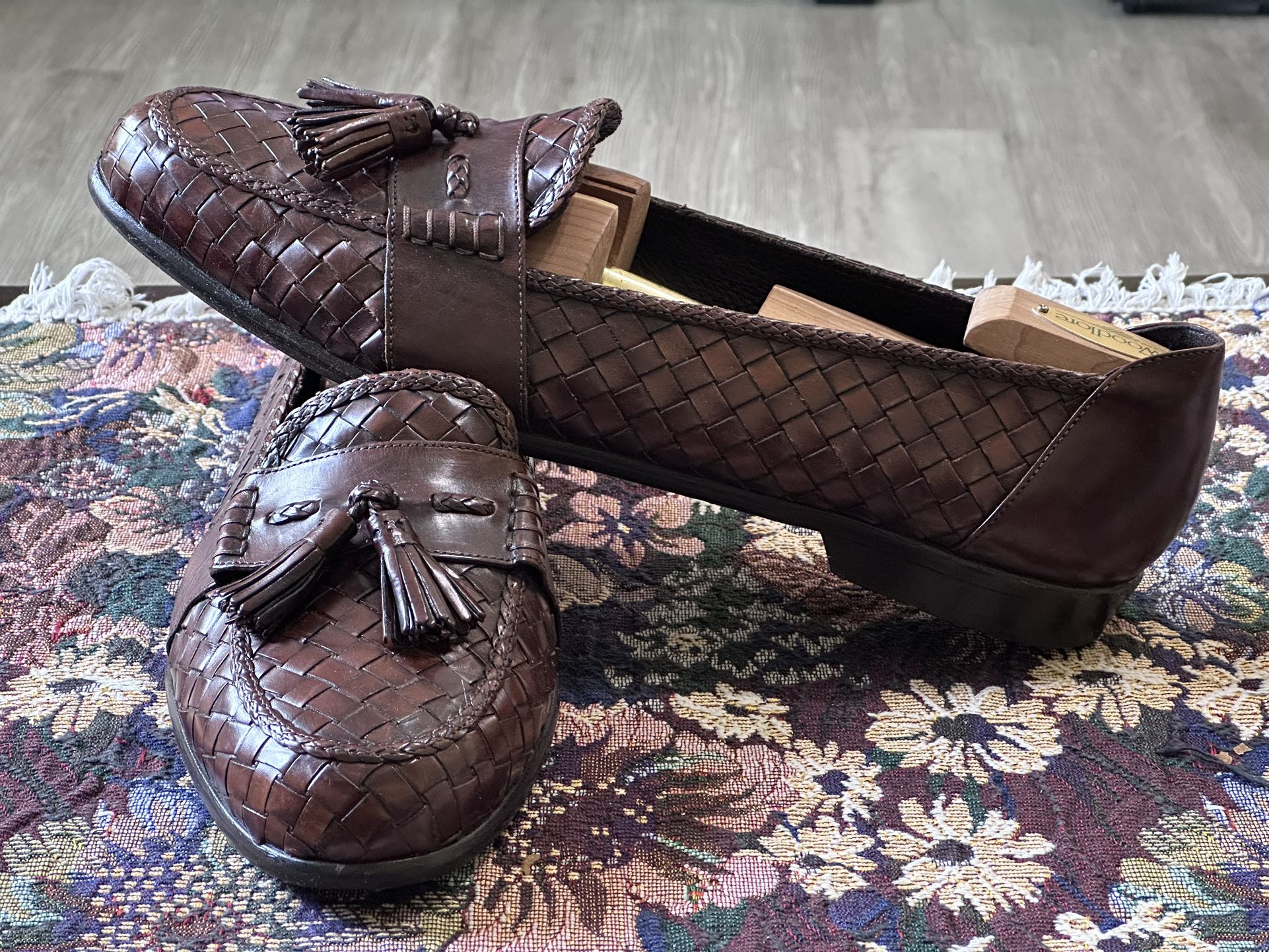 Cole Haan Bragano Tassels Woven Brown Leather Men display picture 2