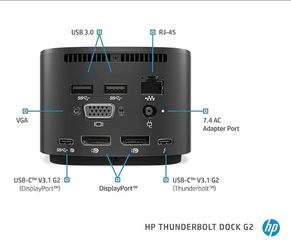 HP Thunderbolt Port G2 USB C Docking Station Like New Condition