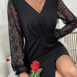 Lace Sleeves Cocktail Dress