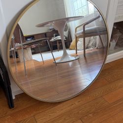 Circular Metal Gold Framed Bathroom Wall Mirror