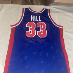 AUTHENTIC Grant Hill Champion JERSEY Mens 48 DETROIT PISTONS Blue Sewn Vintage