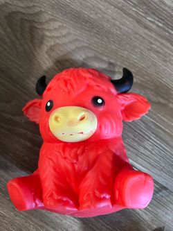 Red and Brown Highland Cow Rubber Toy Figure