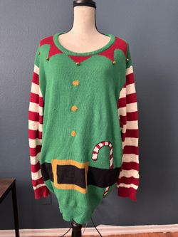 Route 66 Green and Red Holiday Sweater 2X