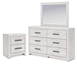 Cayboni Whitewash Dresser, Mirror and Nightstand