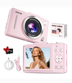 Full HD 4K Portable Compact Point and Shoot Digital Camera with 64GB Card