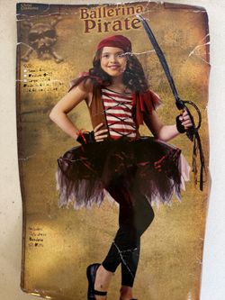Ballerina Pirate Kids Costume size L 12-14 - Red & Black