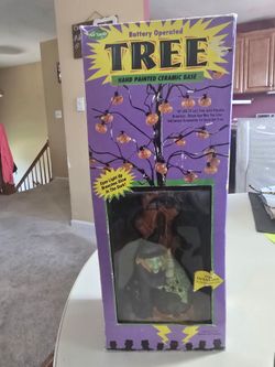 Halloween Battery Operated Decorative Tree with Ceramic Base