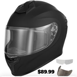 Favoto Full Face Motorcycle Helmet with 2 Visors and Anti-fog Film, DOT Approved Street Bike Helmet for Adult Men Women (Black, XL