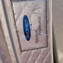 Free queen sleep number mattress box spring and bed frame. Bed is fully functional 