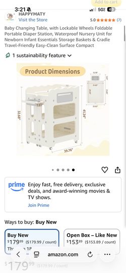 HAPPYMATY Baby Changing Table, with Lockable Wheels Foldable Portable Diaper Station, Waterproof Nursery Unit for Newborn Infant Essentials Storage Ba