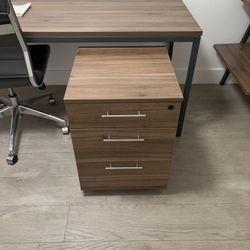 Desk, Drawers, And Shelf Set