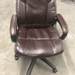 Brown real leather good condition office chair