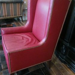 Single  Red Leather WINGBACK  Chair