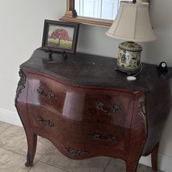 Bombay Chest Inlaid Wood  With marble Top