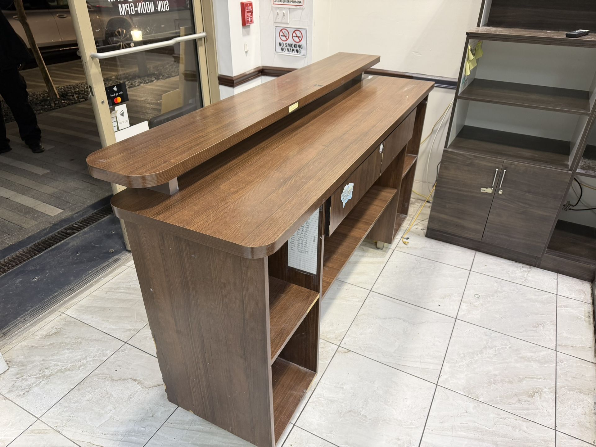 Reception Desk with Matching Display Cabinet – Wood Finish – Ideal for ...
