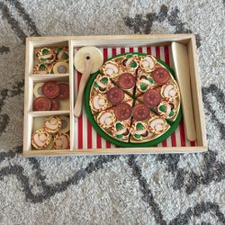 Wooden Toy Pizza With Velcro Toppings