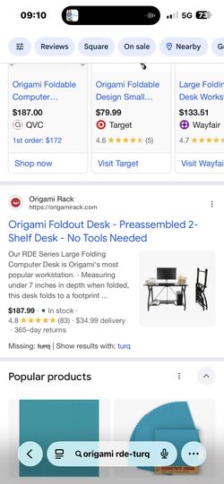 New In Box Origami Folding Desk