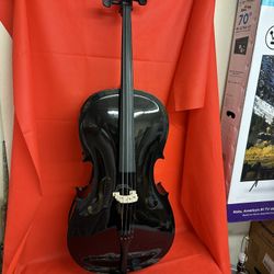 Nice Black 4/4 Cello with New Bow, Digital Tuner, Extra Strings, Rosin, Case $380 Firm