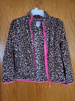 Girls Leopard Faux Fur Jacket Sz Large 10/12
