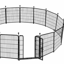 Pick Up: Tall Garden Fence 54 in(H)×22.1 Ft(L),10 Panels Dog Fence Outdoor for Yard, Heavy Duty Iron Metal Fence with Gate Low Threshold, No Dig Fence